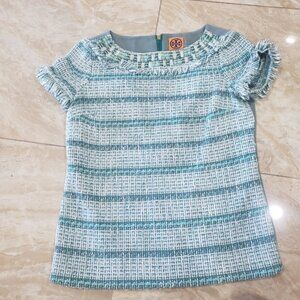 Tory Burch Blue and White Tweed Top